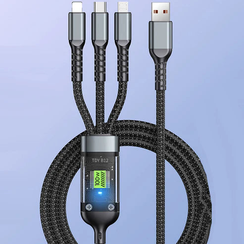 π₯3-in-1 100W Transparent Fast Charging Cable