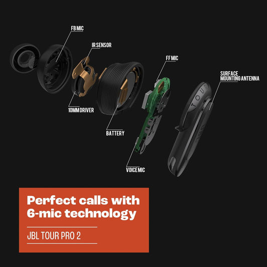 🔥 Experience next-level audio with the JB Tour Pro 2 Bluetooth Earbuds – Black Edition